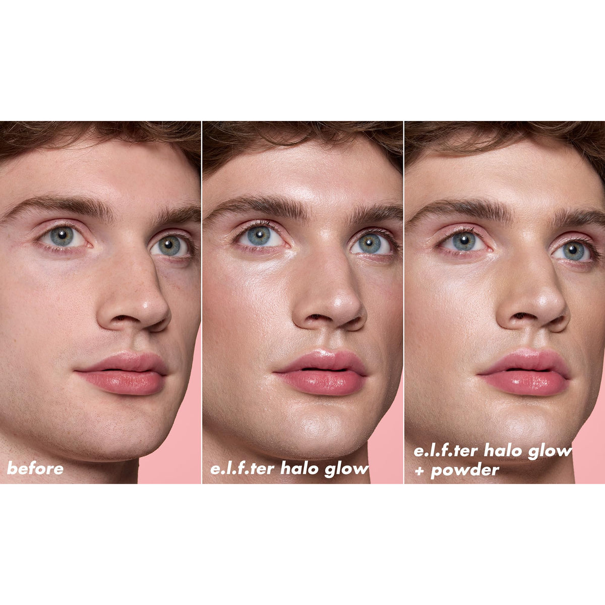 e.l.f. Halo Glow Powder Filter Fair Warm with makeup brush