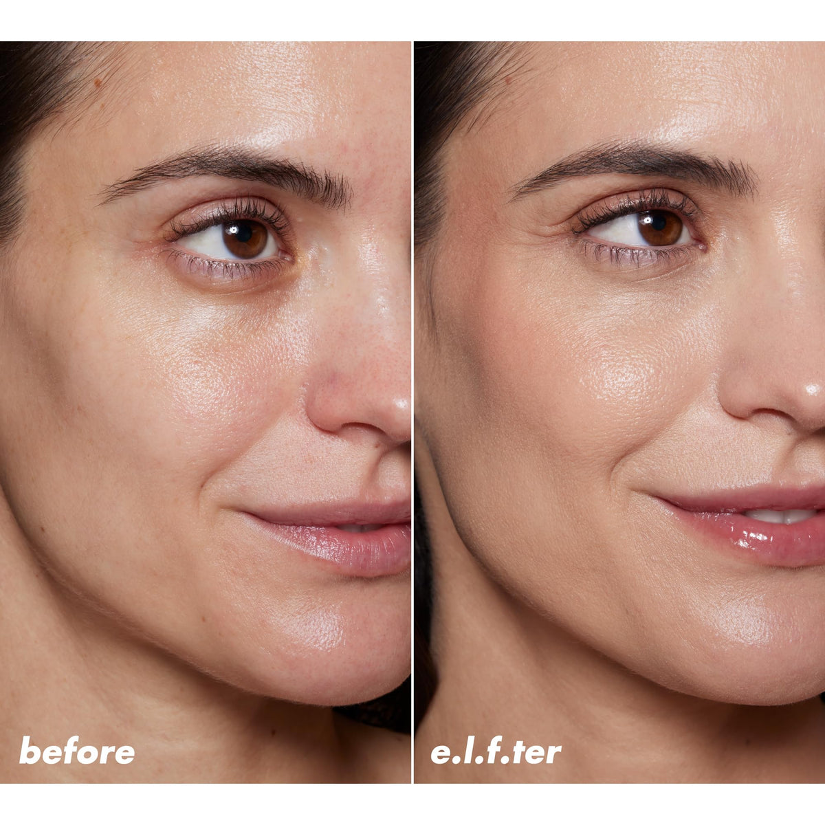 e.l.f. Halo Glow Skin Tint SPF 50 application on model