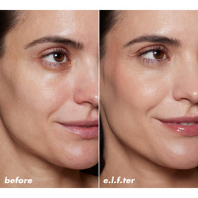 e.l.f. Halo Glow Skin Tint SPF 50 application on model