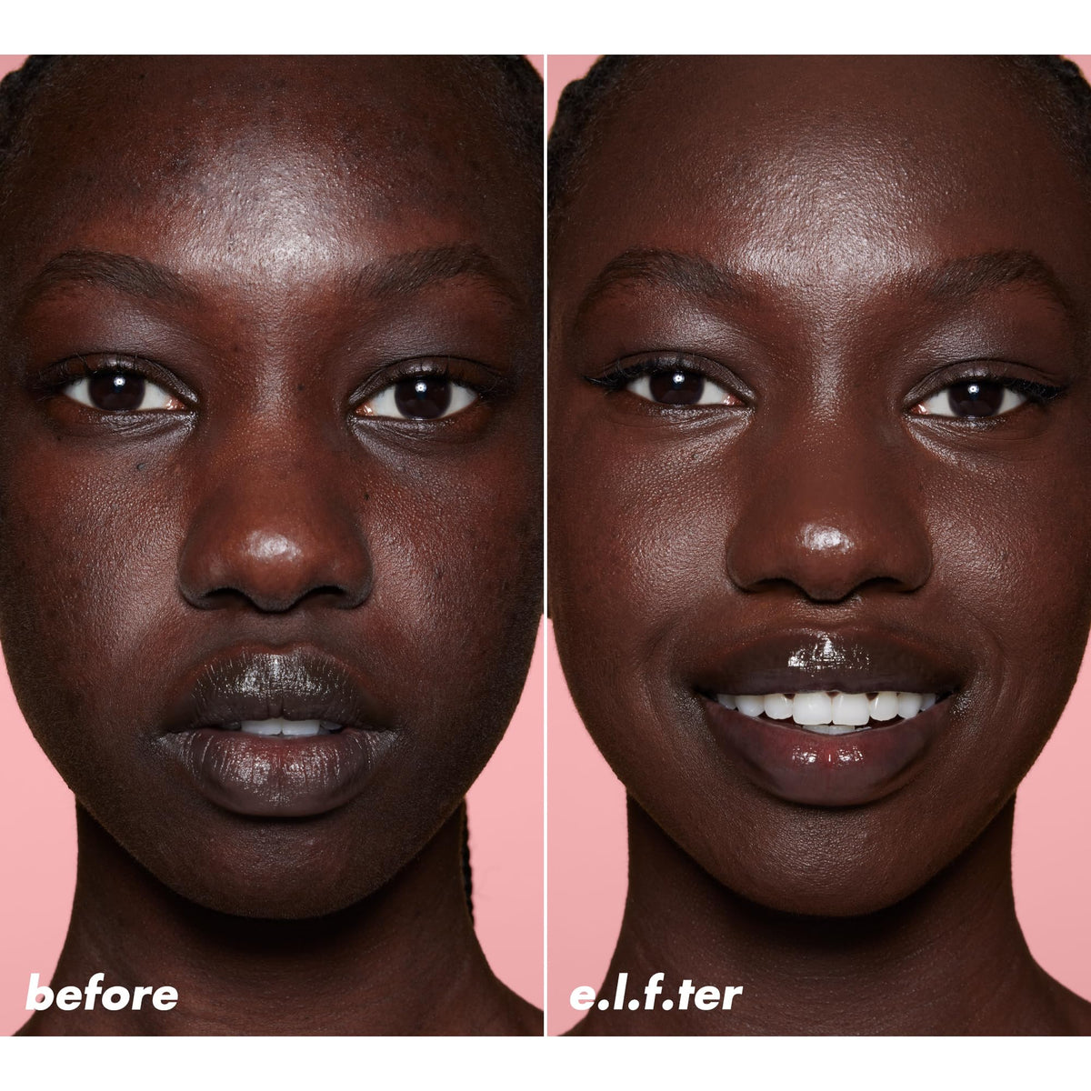 e.l.f. Halo Glow Skin Tint SPF 50 application on model's face