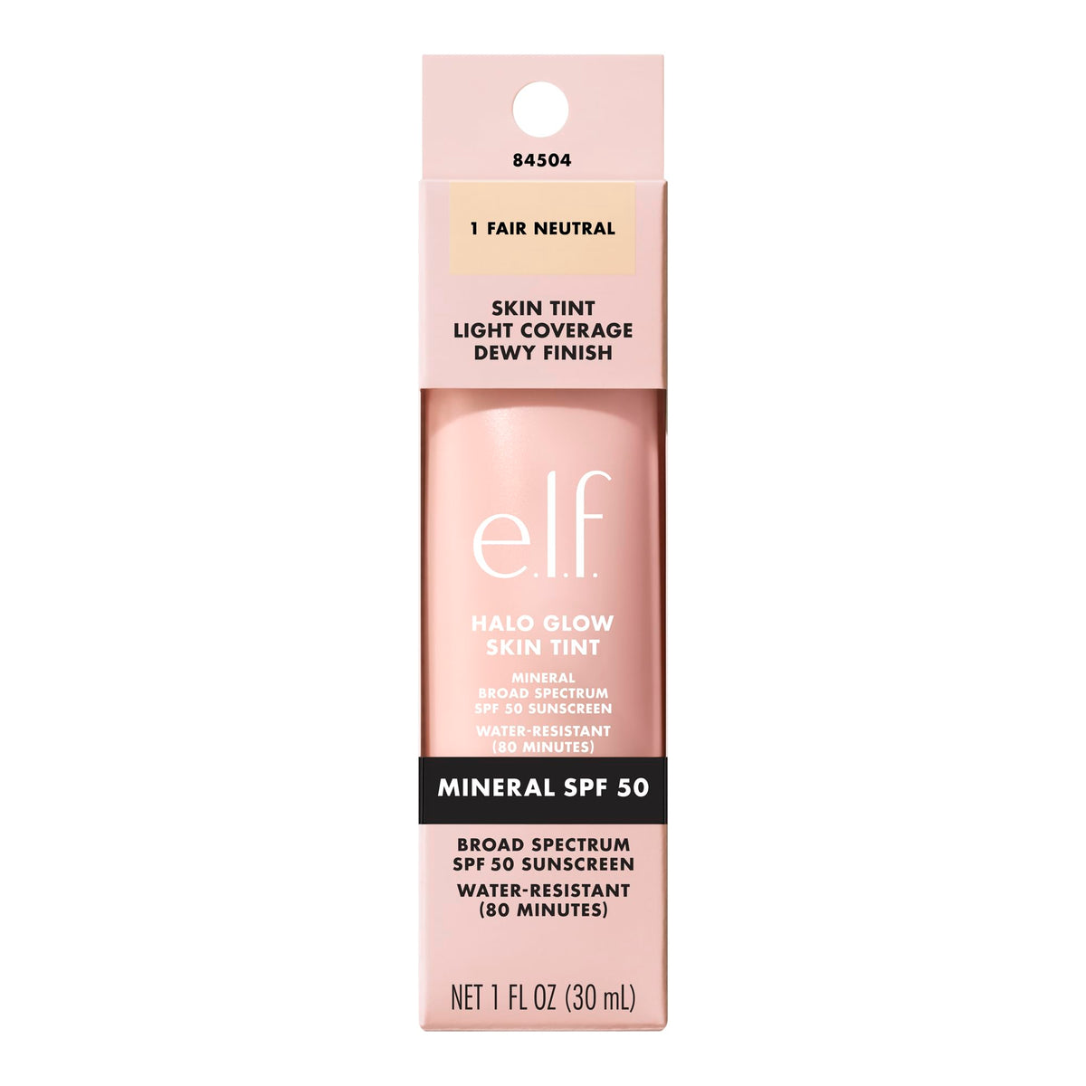 e.l.f. Halo Glow Skin Tint SPF 50 Fair Neutral close-up of bottle