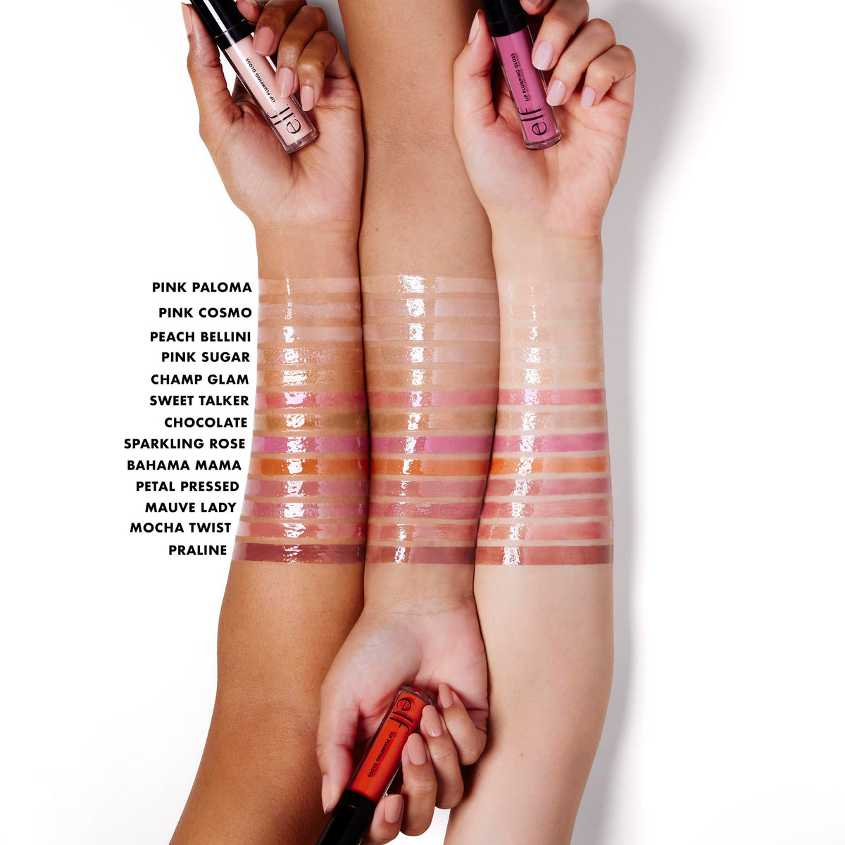 e.l.f. Lip Plumping Gloss Pink Cosmo applicator close-up