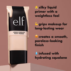 e.l.f. Liquid Poreless Putty Primer 41g with makeup brush