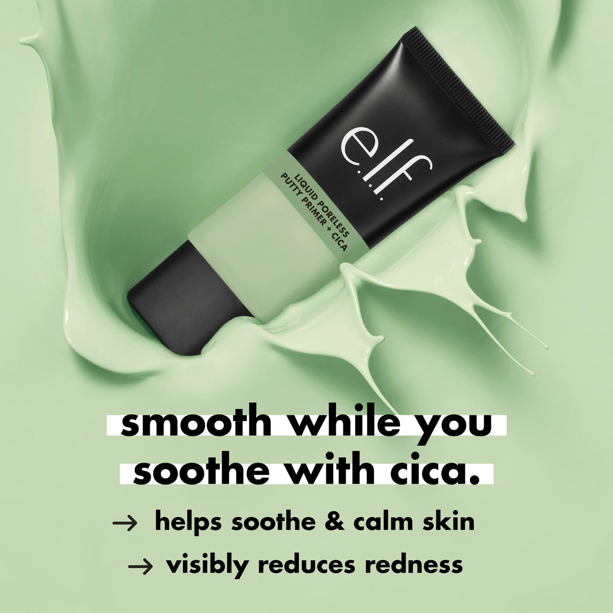 e.l.f. Liquid Poreless Putty Primer + Cica on makeup table