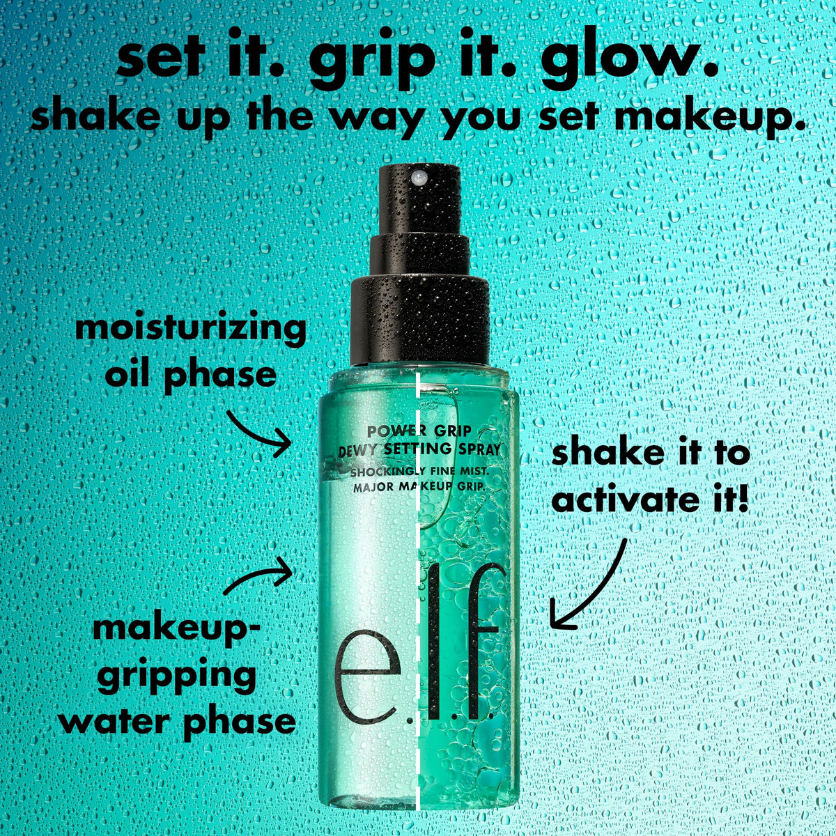 e.l.f. Power Grip Dewy Setting Spray with ingredients