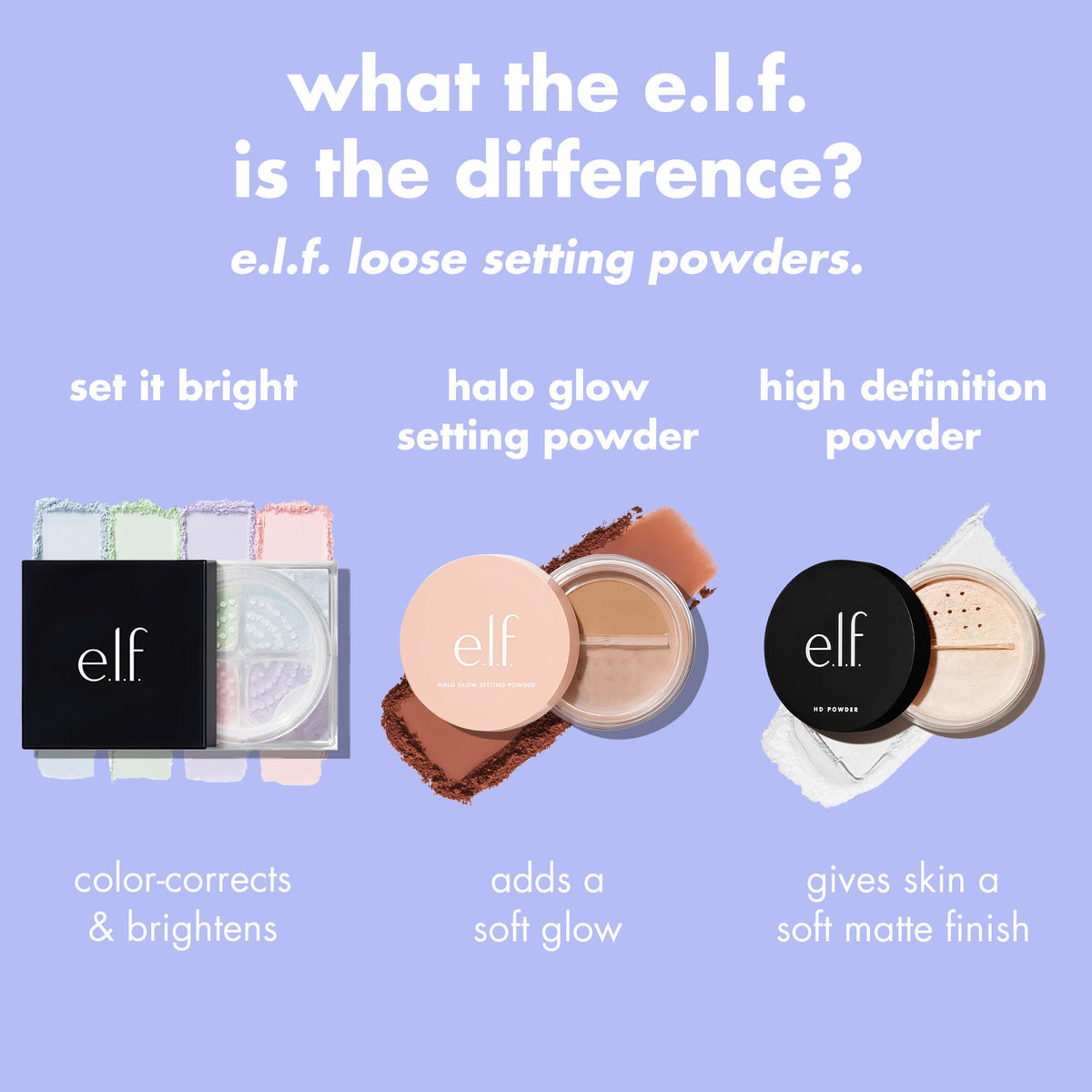 e.l.f. Set it Bright Powder Quad lifestyle scene on a vanity