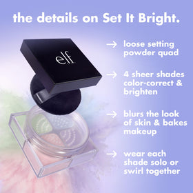 e.l.f. Set it Bright Powder Quad showing color-correcting and brightening shades