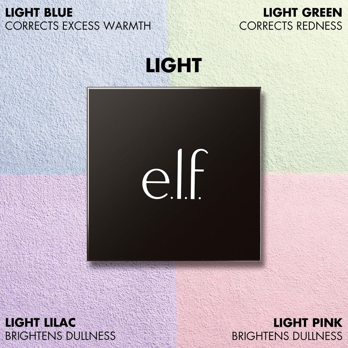 e.l.f. Set it Bright Powder Quad showing included velvet puff