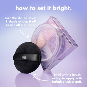 e.l.f. Set it Bright Powder Quad side view with packaging