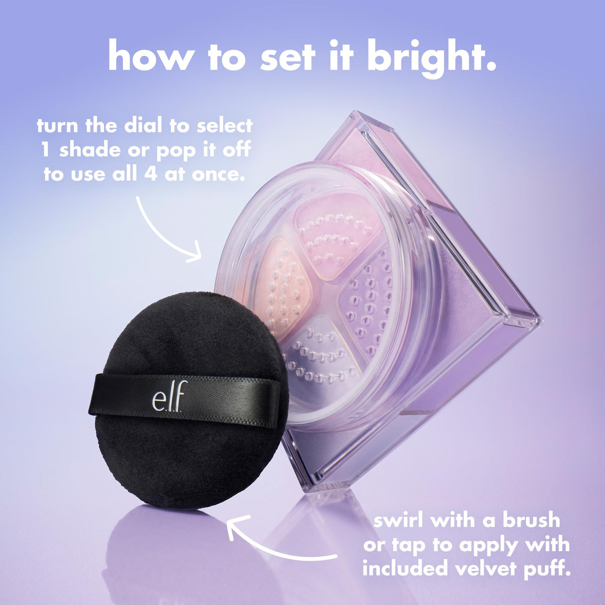 e.l.f. Set it Bright Powder Quad with powder texture close-up