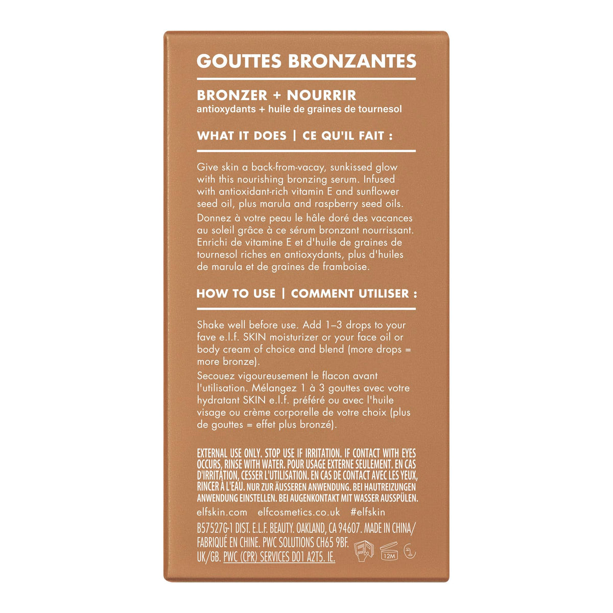 e.l.f. SKIN Bronzing Drops Fair Gold texture close-up
