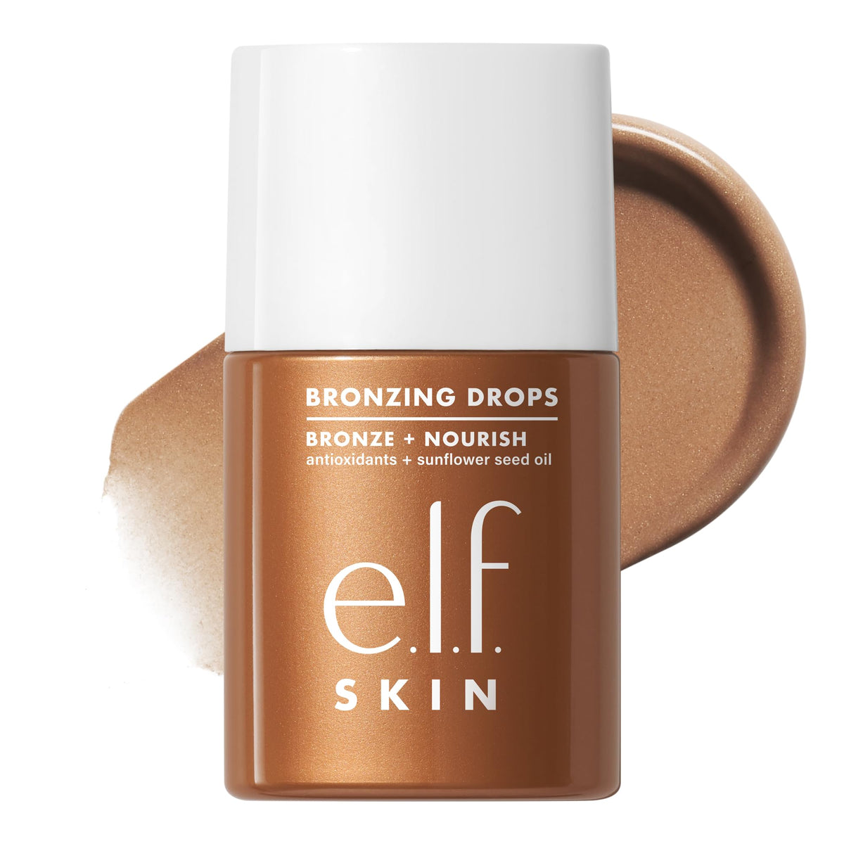 e.l.f. SKIN Bronzing Drops Rose Gold front view with dropper