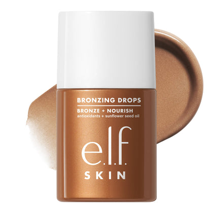 e.l.f. SKIN Bronzing Drops Rose Gold front view with dropper