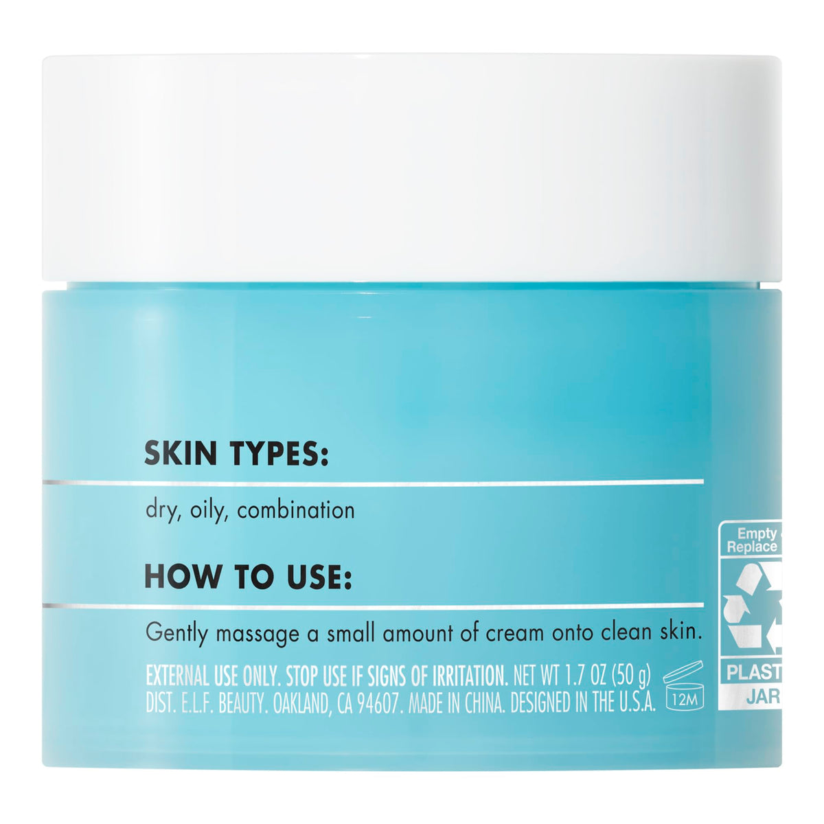 e.l.f. SKIN Holy Hydration! Face Cream with ingredients display