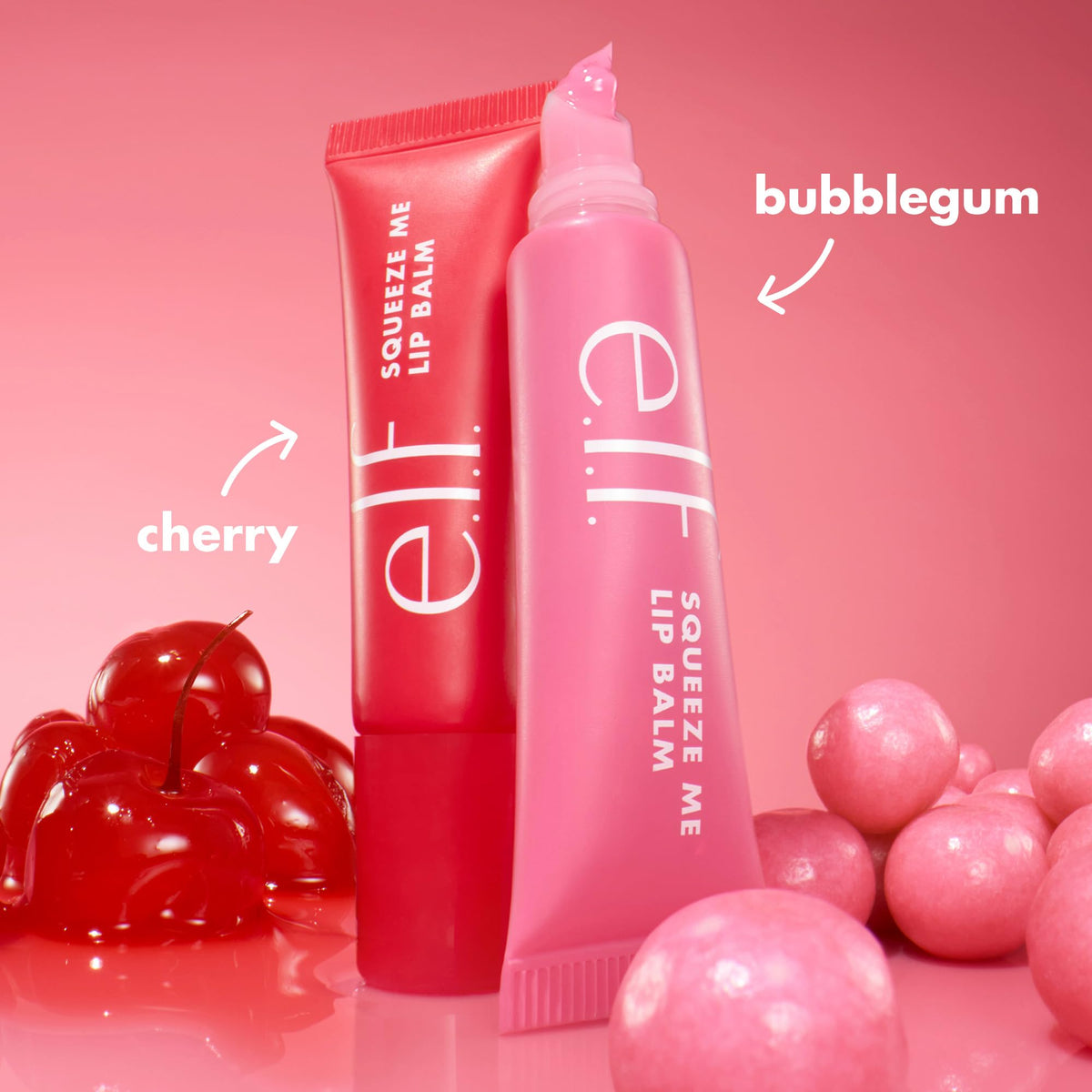 e.l.f. Squeeze Me More Lip Balm Duo Cherry tube with slanted tip