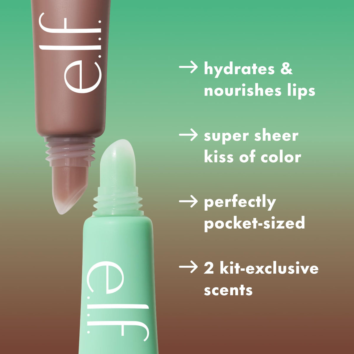 e.l.f. Squeeze Me More Lip Balm Duo Mint and Chocolate open tubes