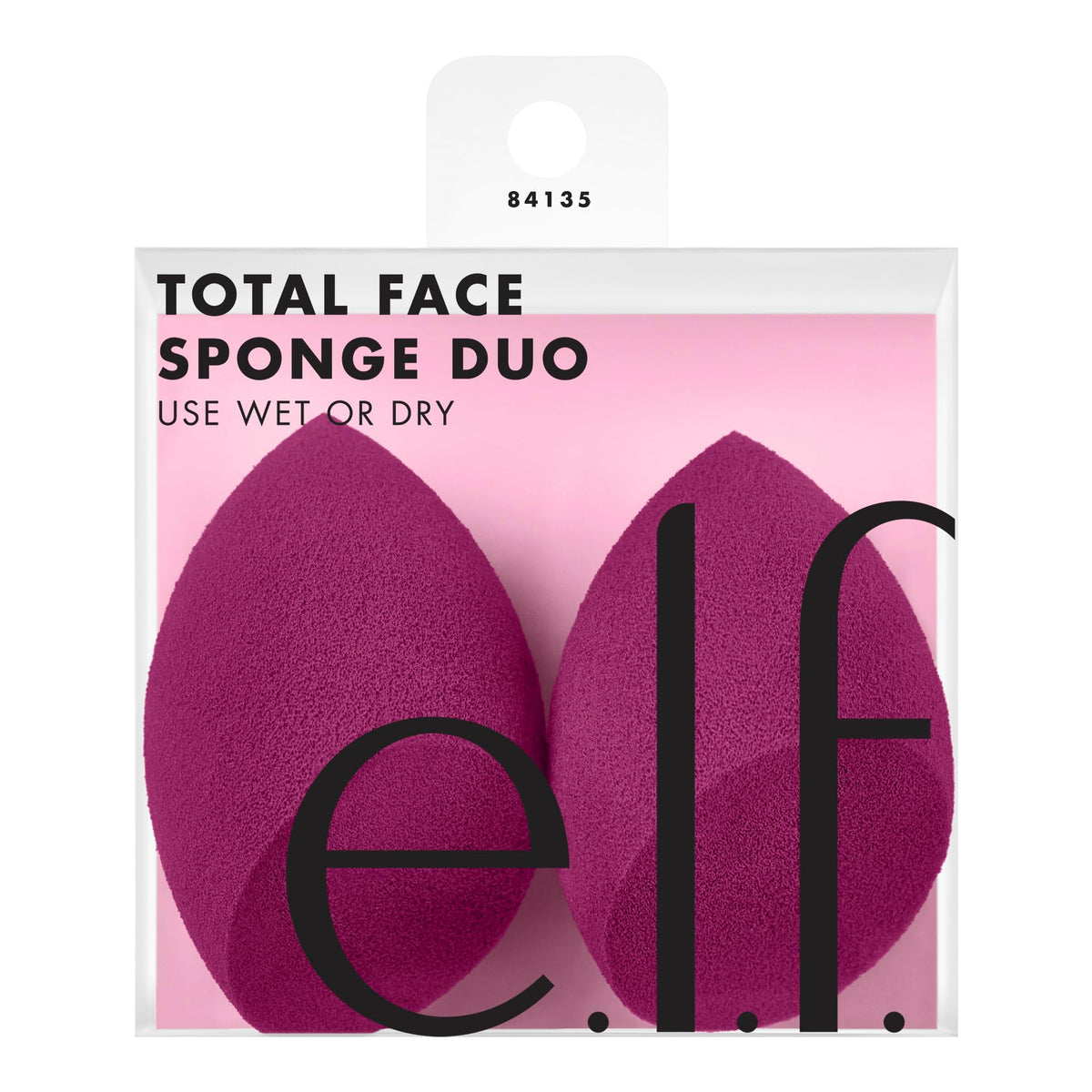 e.l.f. Total Face Sponge Duo front view with multi-sided design