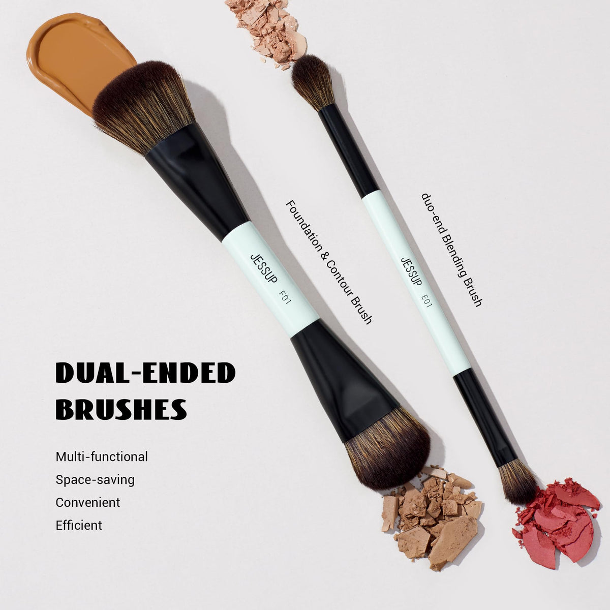 E01 Duo-End Blending Brush showcasing both ends