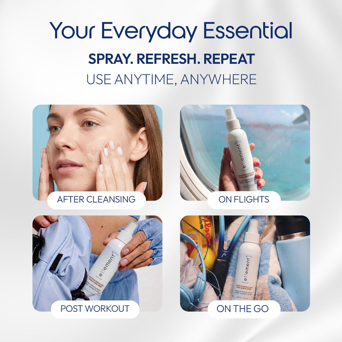 e11ement Hypochlorous Acid Spray 4 oz in a lifestyle setting