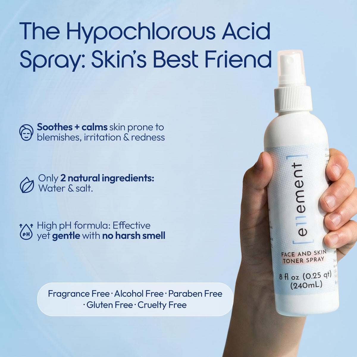 e11ement Hypochlorous Acid Spray 8 oz side view