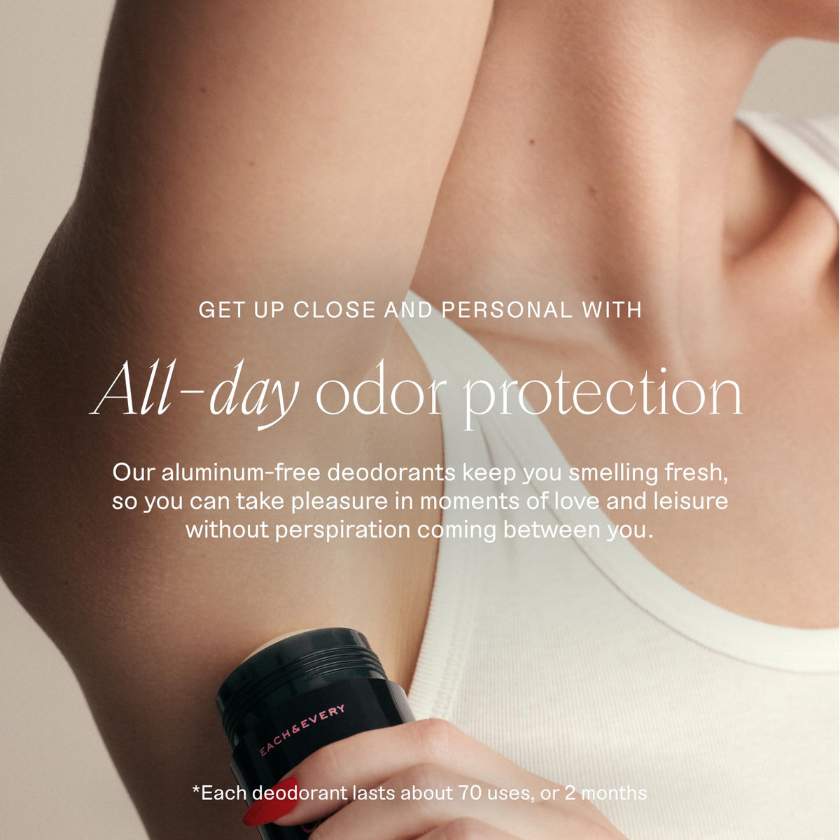 Each & Every Natural Deodorant 2.5oz packaging with ingredients list