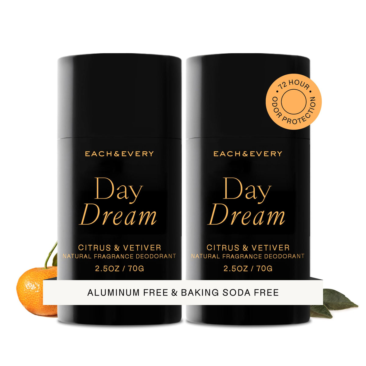 Each & Every Natural Deodorant 2 Pack front view with Day Dream Citrus & Vetiver scent