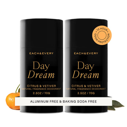 Each & Every Natural Deodorant 2 Pack front view with Day Dream Citrus & Vetiver scent