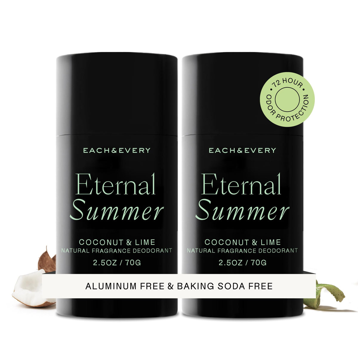 Each & Every Natural Deodorant Coconut & Lime 2 Pack front view