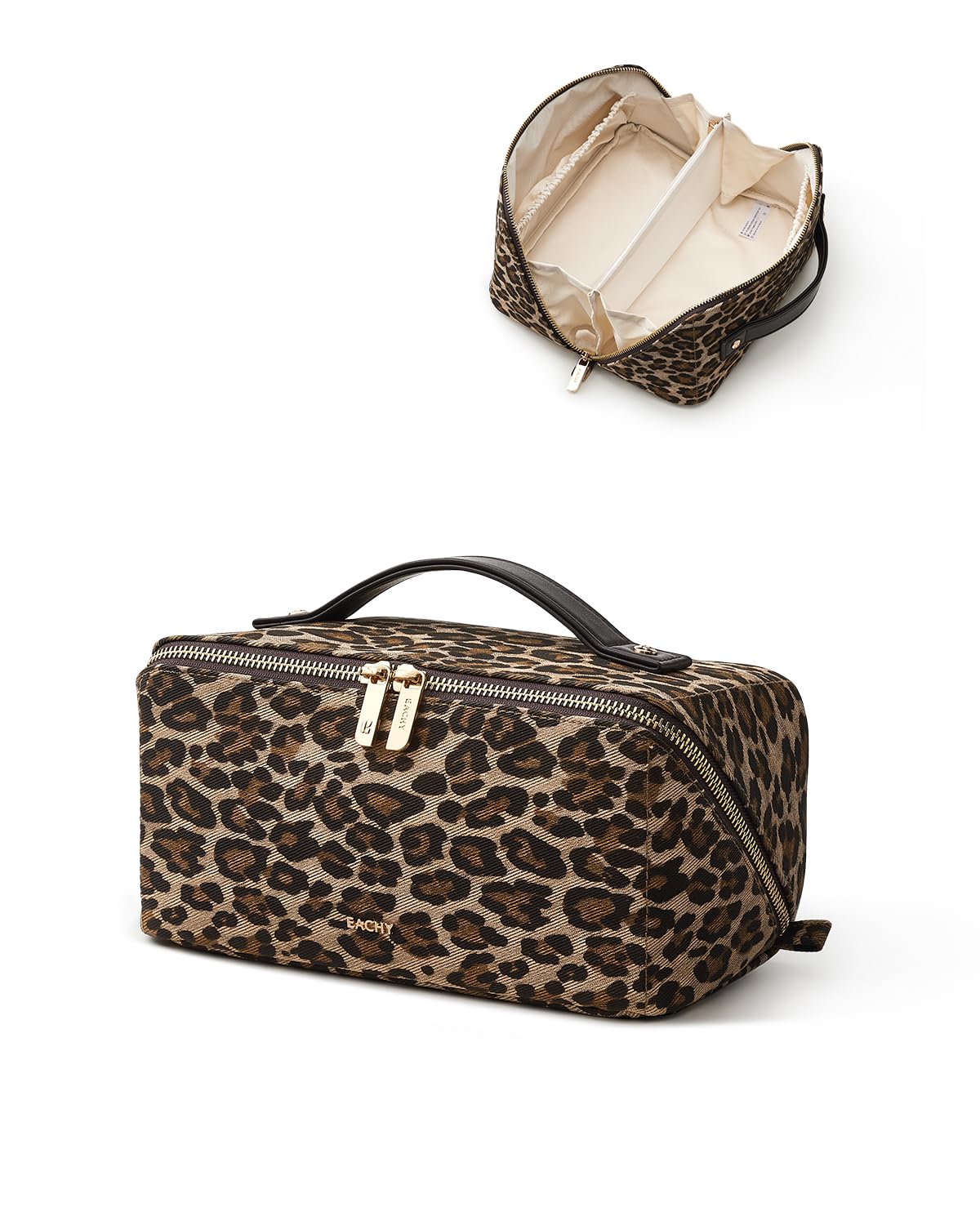 EACHY Travel Makeup Bag back view showing durable finish