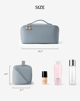 EACHY Travel Makeup Bag blue large open-flat view