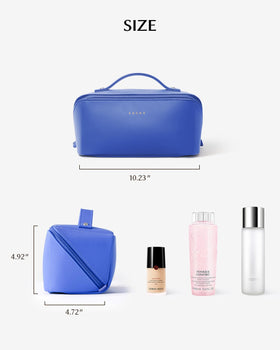 EACHY Travel Makeup Bag blue model packed with protective padding