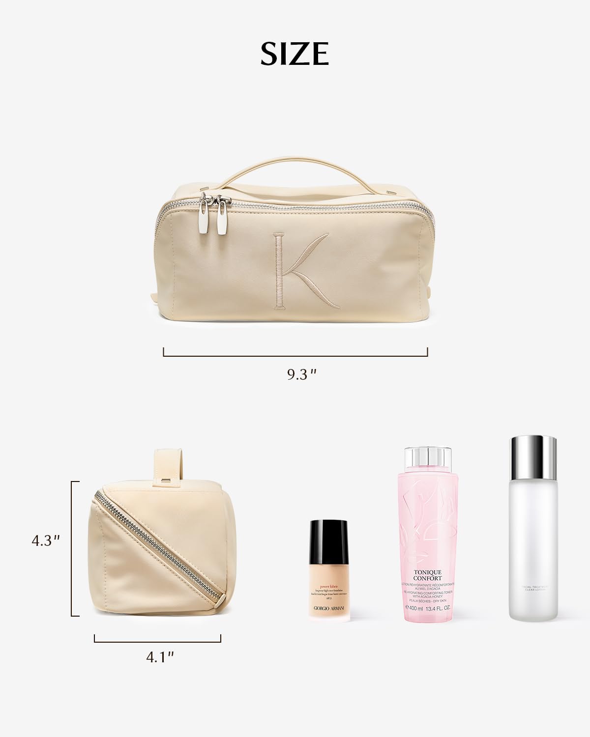 EACHY Travel Makeup Bag dimensions and packaging