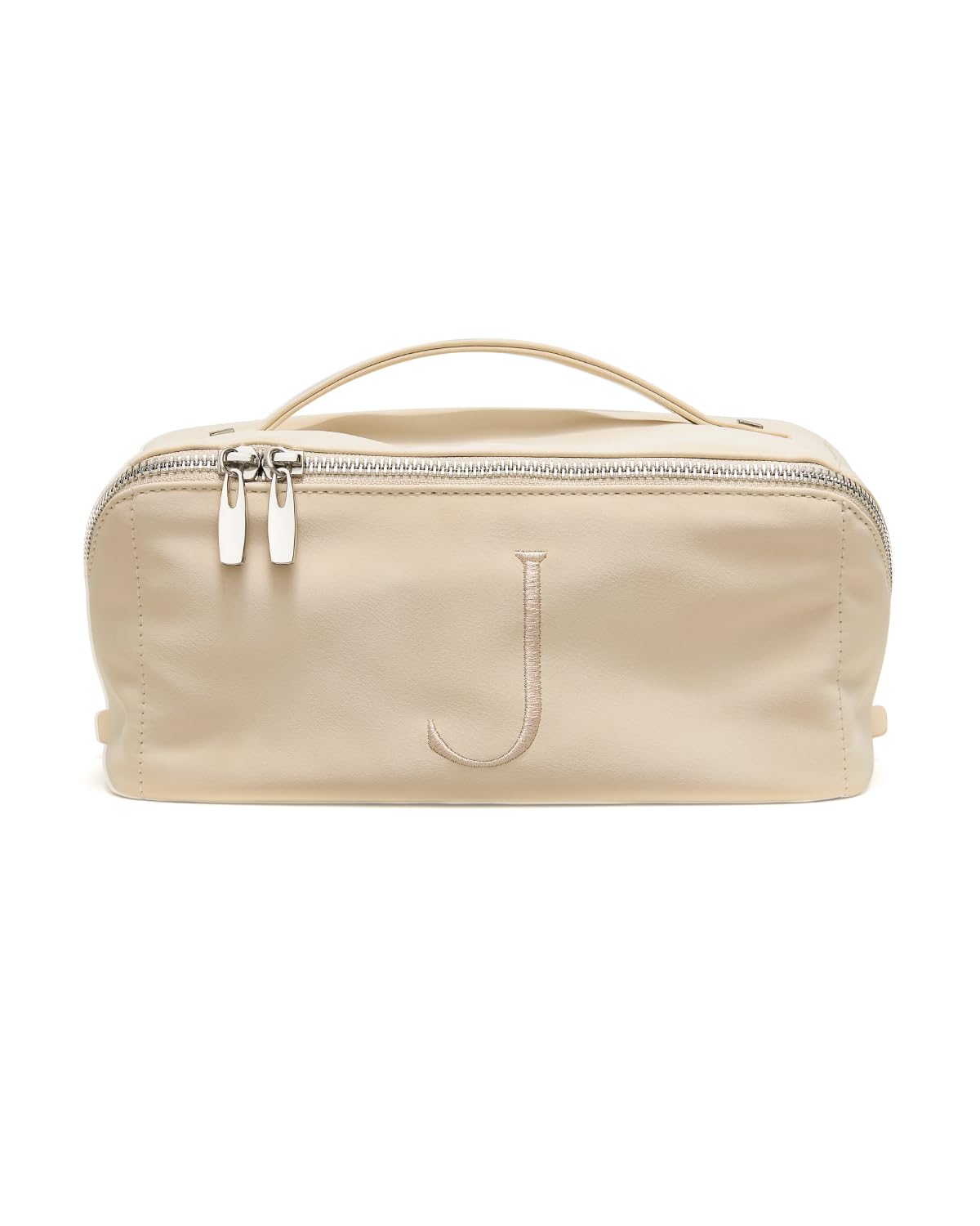 EACHY Travel Makeup Bag featuring personalized initial J front view