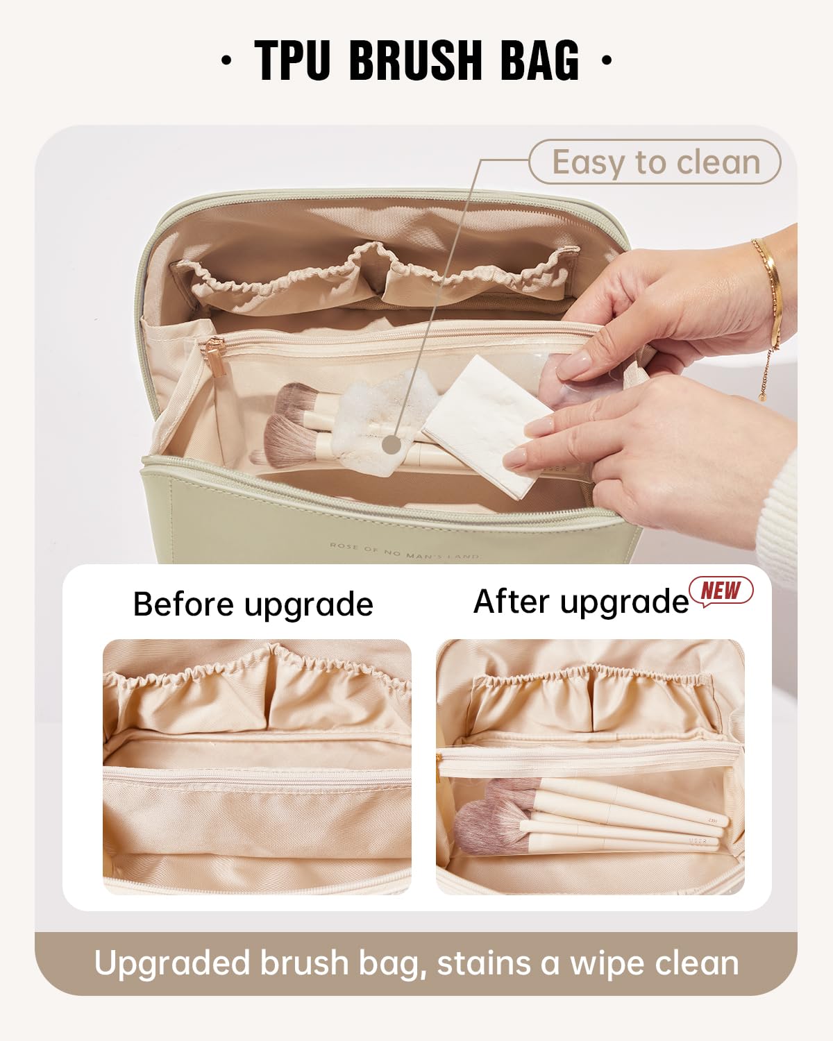 EACHY Travel Makeup Bag flat design for easy access