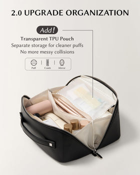 EACHY Travel Makeup Bag flat-lay design for easy access