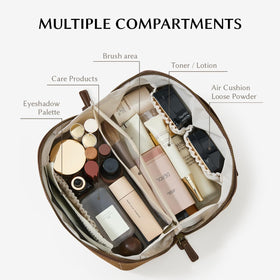 EACHY Travel Makeup Bag flat-open design showcasing interior