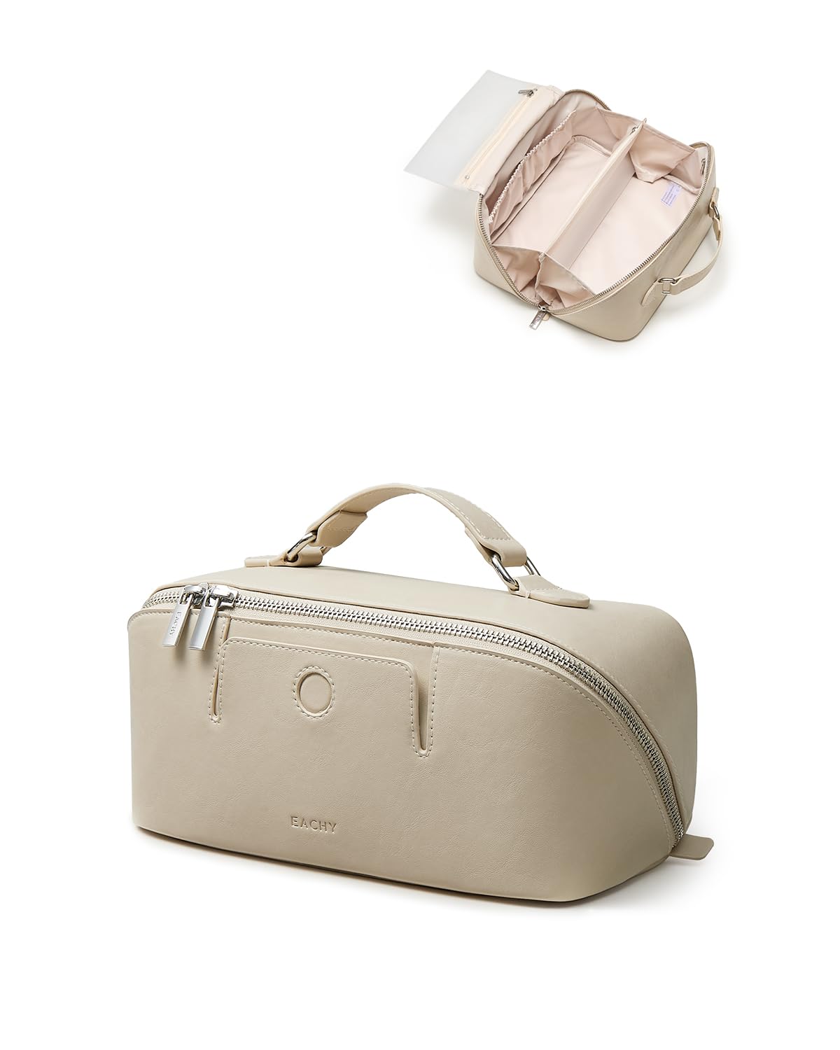 EACHY Travel Makeup Bag front view in beige