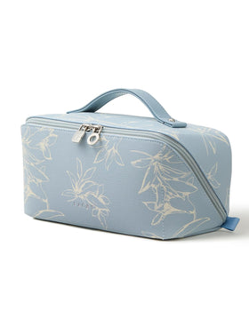 EACHY Travel Makeup Bag front view in blue floral design