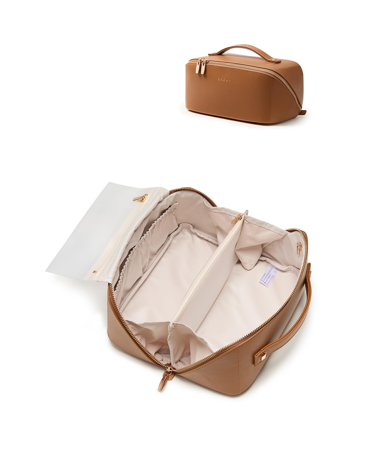 EACHY Travel Makeup Bag front view in Desert Yellow