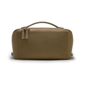 EACHY Travel Makeup Bag front view in green faux suede