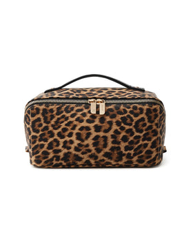 EACHY Travel Makeup Bag front view in leopard print