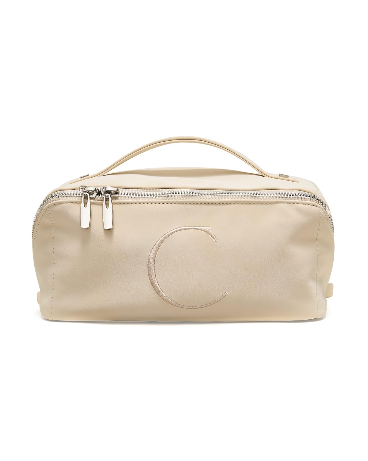EACHY Travel Makeup Bag front view with initial C