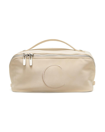 EACHY Travel Makeup Bag front view with initial C