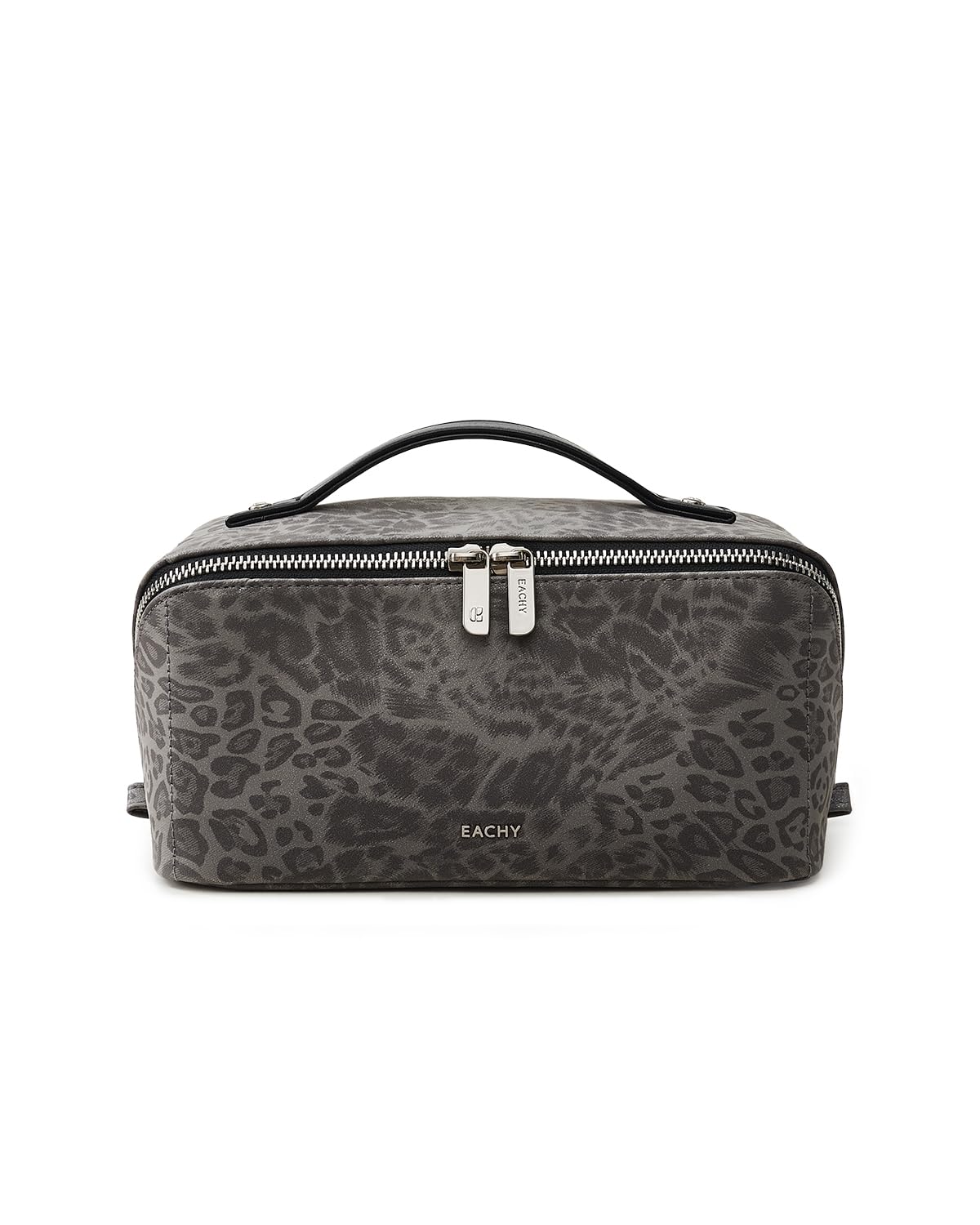 EACHY Travel Makeup Bag front view with leopard print design