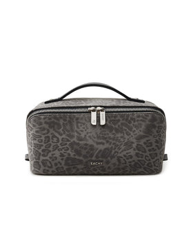 EACHY Travel Makeup Bag front view with leopard print design