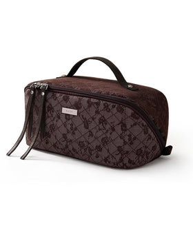 EACHY Travel Makeup Bag front view with patterned fabric