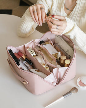 EACHY Travel Makeup Bag in a suitcase
