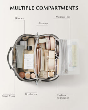 EACHY Travel Makeup Bag interior with brush holder