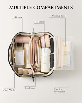 EACHY Travel Makeup Bag interior with compartments