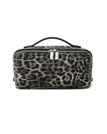 EACHY Travel Makeup Bag leopard print front view